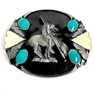 Vintage 1994 Siskiyou Buckle Co. “End of the Trail” Enamel Belt Buckle